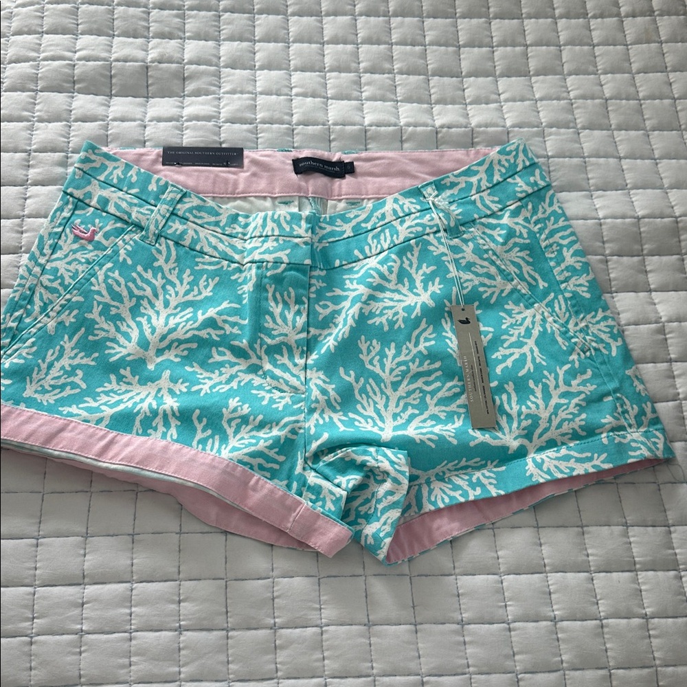 Southern Marsh Aqua and Pink Women Shorts